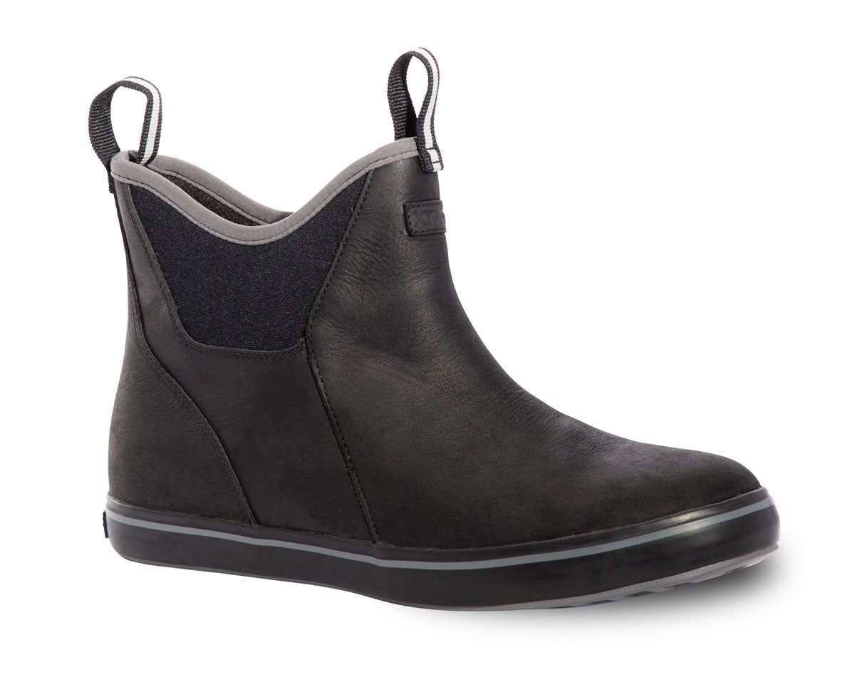 Men's Xtratuf 6 in Leather Ankle Deck Boot in Black from the front