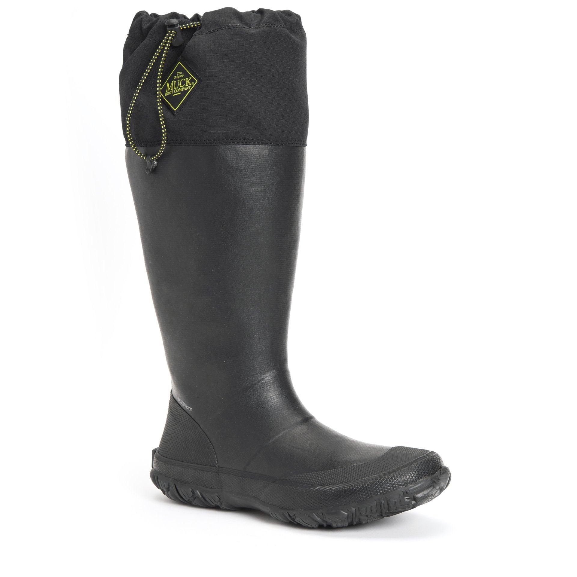 Unisex Muck Boot Forager Tall Waterproof Boot in Black view from the side