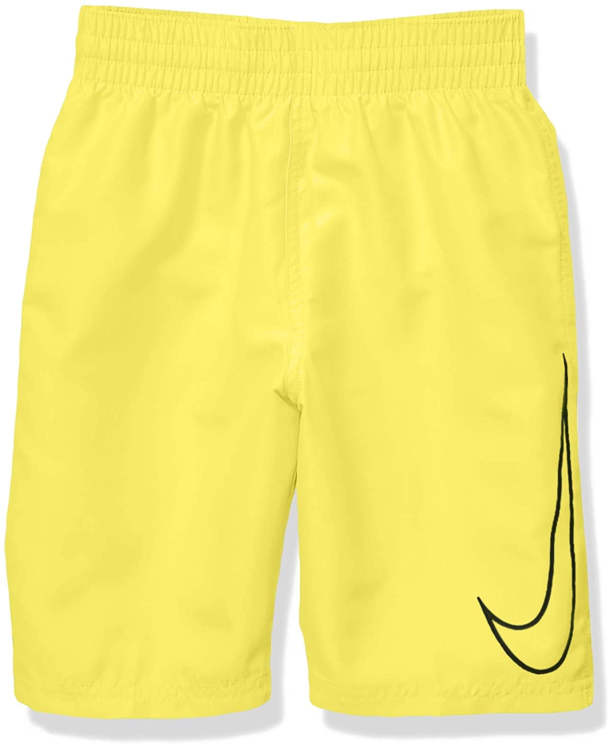 Boy's Nike Big Swoosh Solid Lap Volley Short Swim Trunk in Lemon Venom color from the front