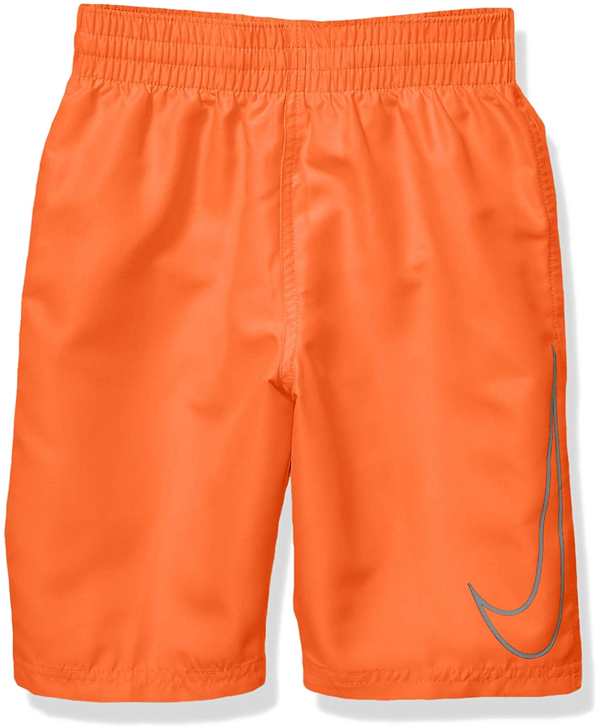 Boy's Nike Big Swoosh Solid Lap Volley Short Swim Trunk in Total Orange color from the front