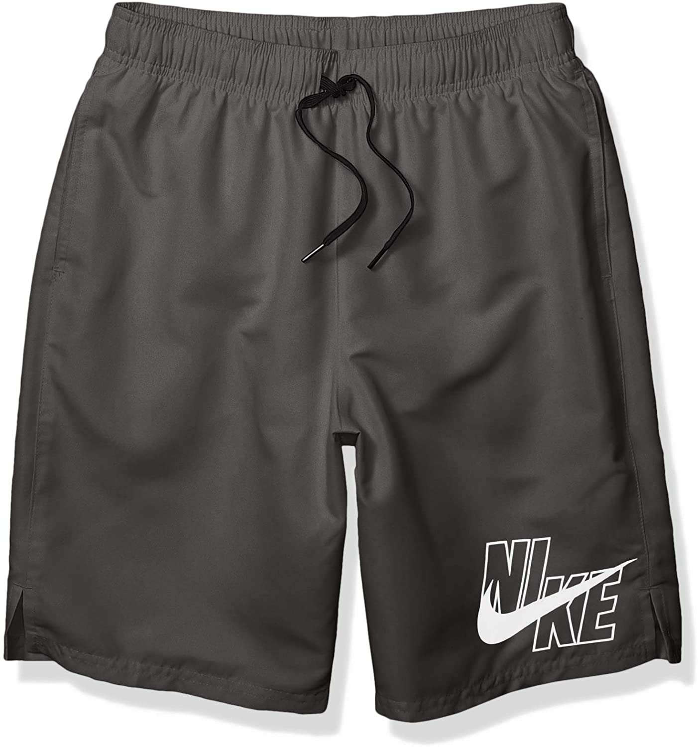 Men's Nike Logo Solid Lap 9" Volley Short Swim Trunk in Iron Grey color from the front