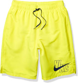 Men's Nike Logo Solid Lap 9" Volley Short Swim Trunk in Lemon Venom color from the front