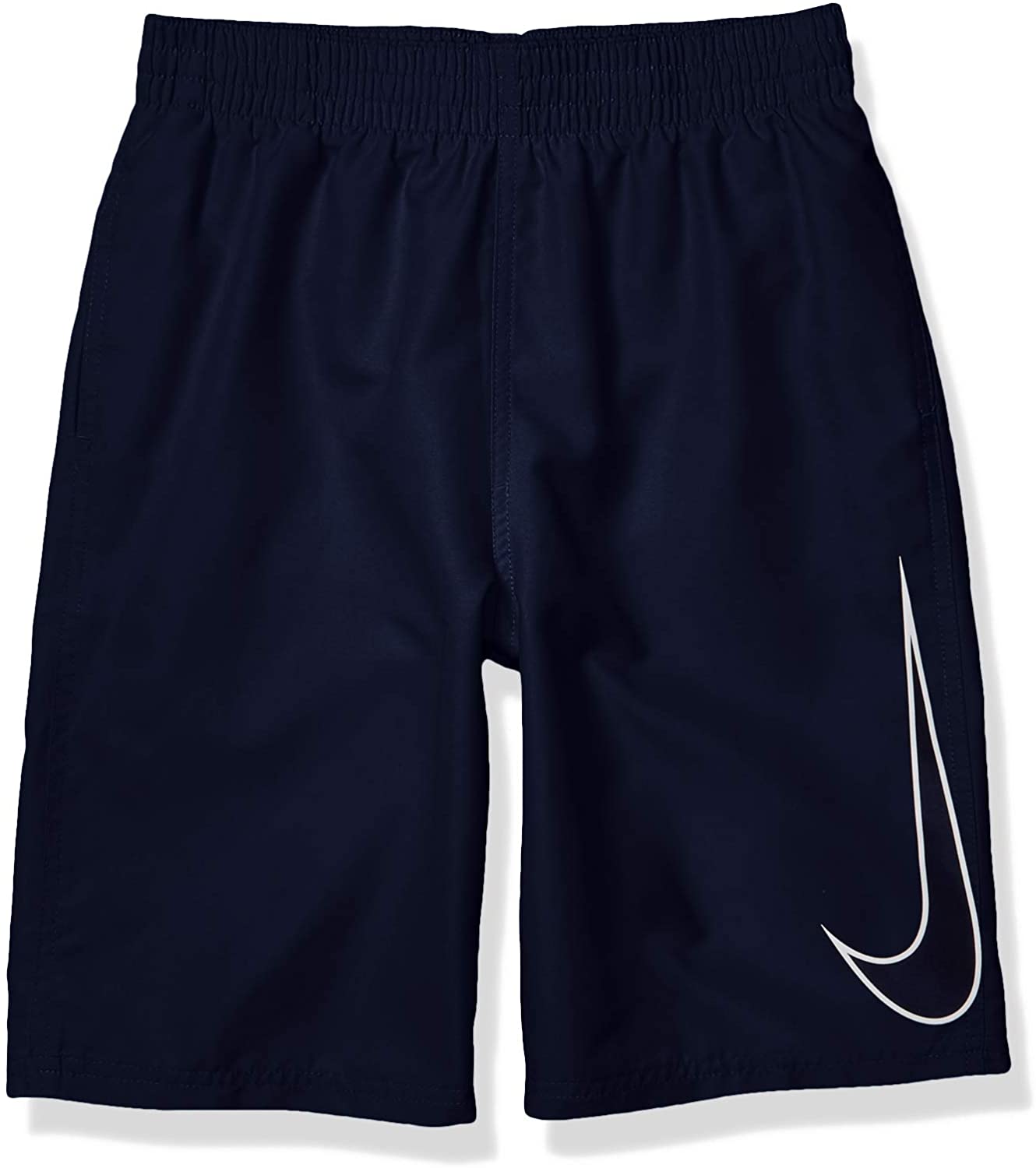 Boy's Nike Big Swoosh Solid Lap Volley Short Swim Trunk in Midnight Navy color from the front