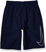 Boy's Nike Big Swoosh Solid Lap Volley Short Swim Trunk in Midnight Navy color from the front