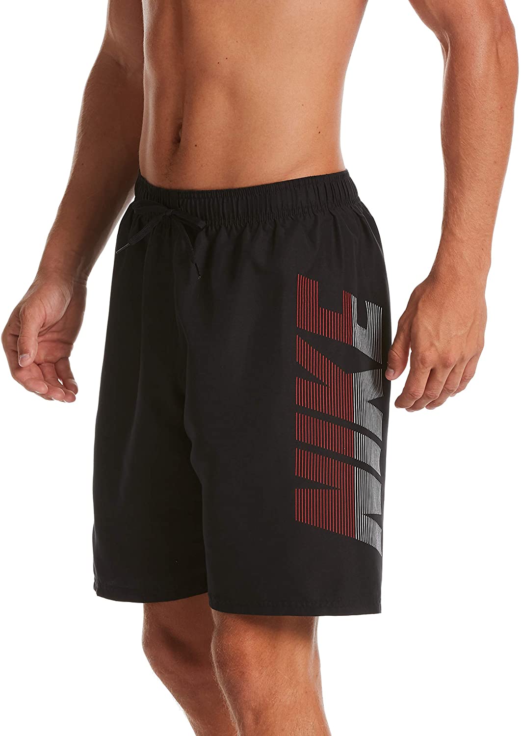 Men's Nike Logo Volley Short Swim Trunk in Black color from the front