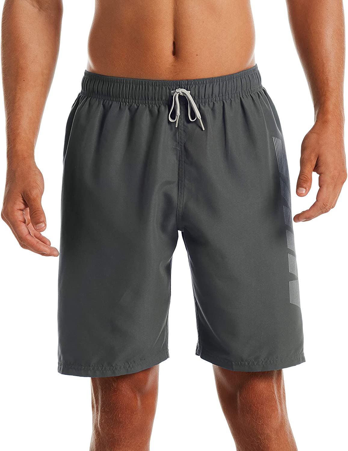 Men's Nike Logo Volley Short Swim Trunk in Iron Grey color from the front