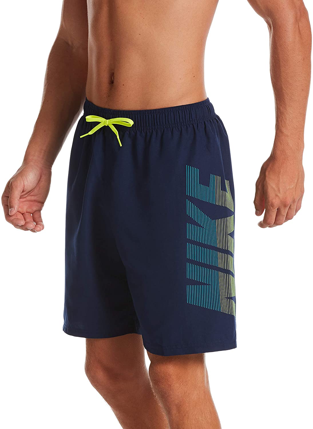 Men's Nike Logo Volley Short Swim Trunk in Midnight Navy color from the front