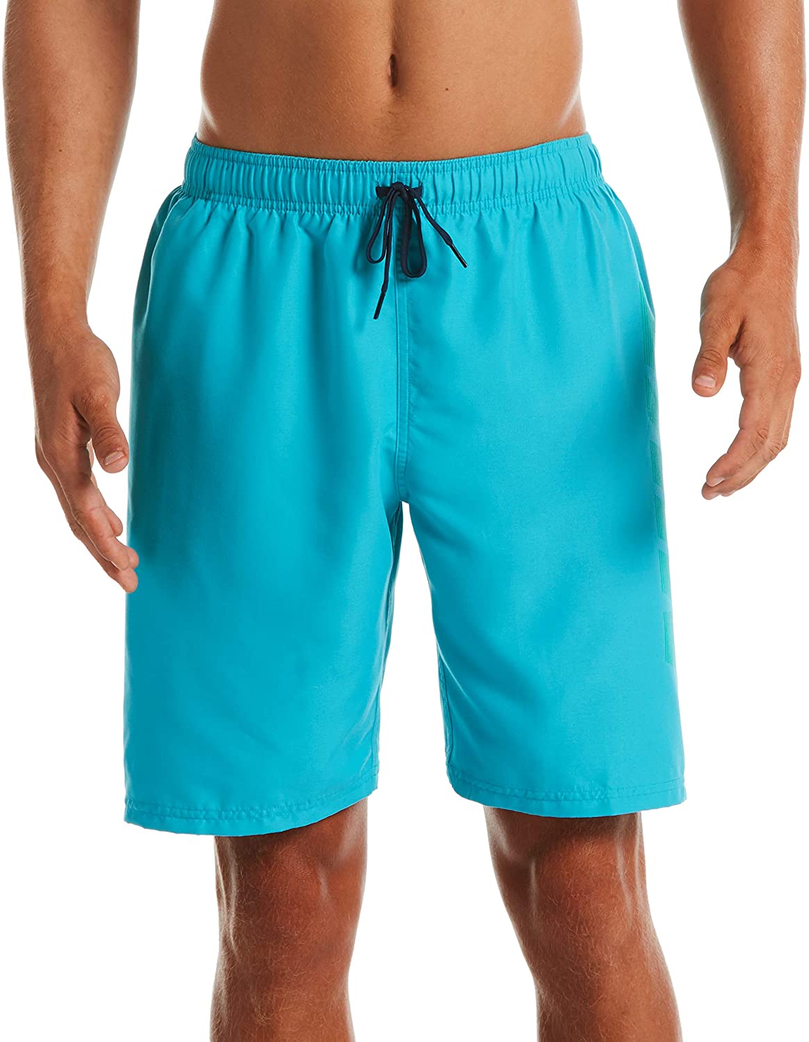 Men's Nike Logo Volley Short Swim Trunk in Oracle Aqua color from the front