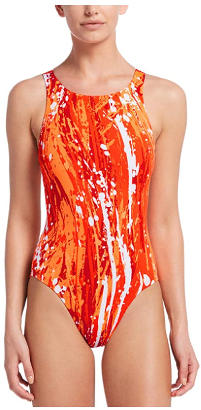 Nike Swim Women's Fast Back One Piece in Team Orange color from the front