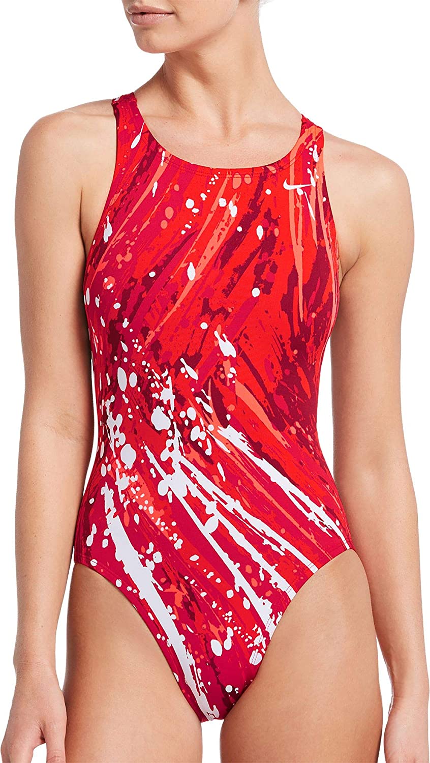 Nike Swim Women's Fast Back One Piece in University Red color from the front