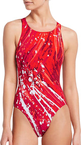 Nike Swim Women's Fast Back One Piece in University Red color from the front