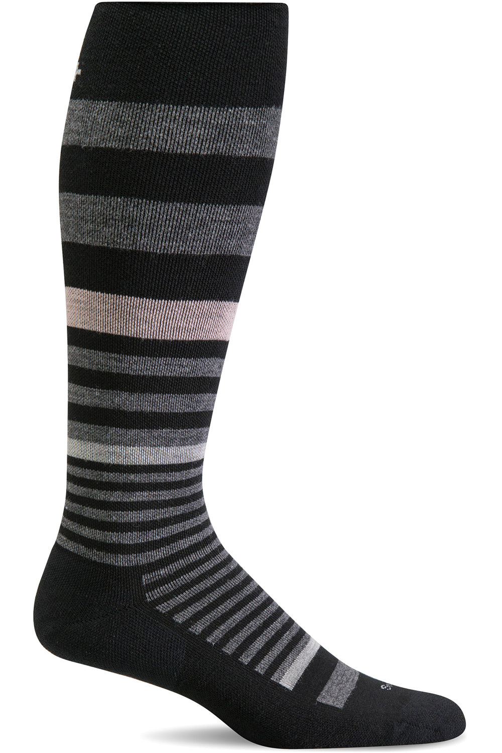 Sockwell Women's Orbital Stripe Sock in Black Multi color from the side
