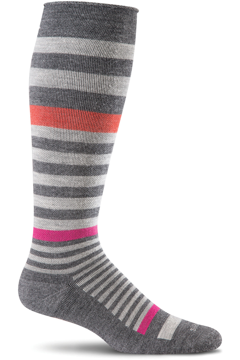 Sockwell Women's Orbital Stripe Sock in Charcoal color from the side