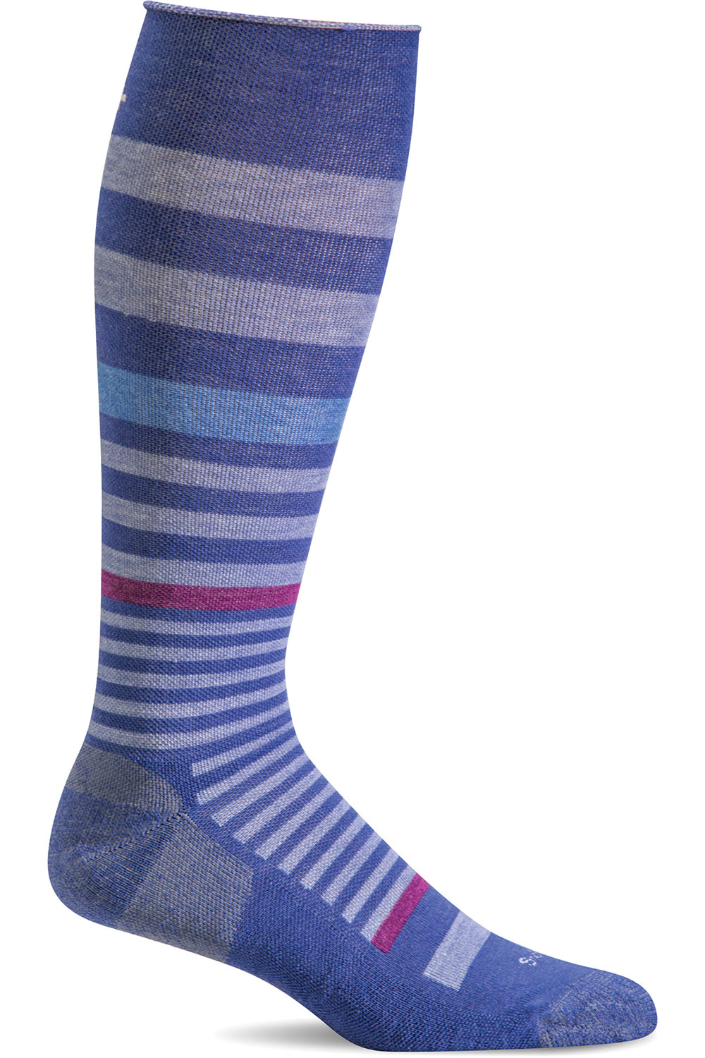 Sockwell Women's Orbital Stripe Sock in Hyacinth color from the side