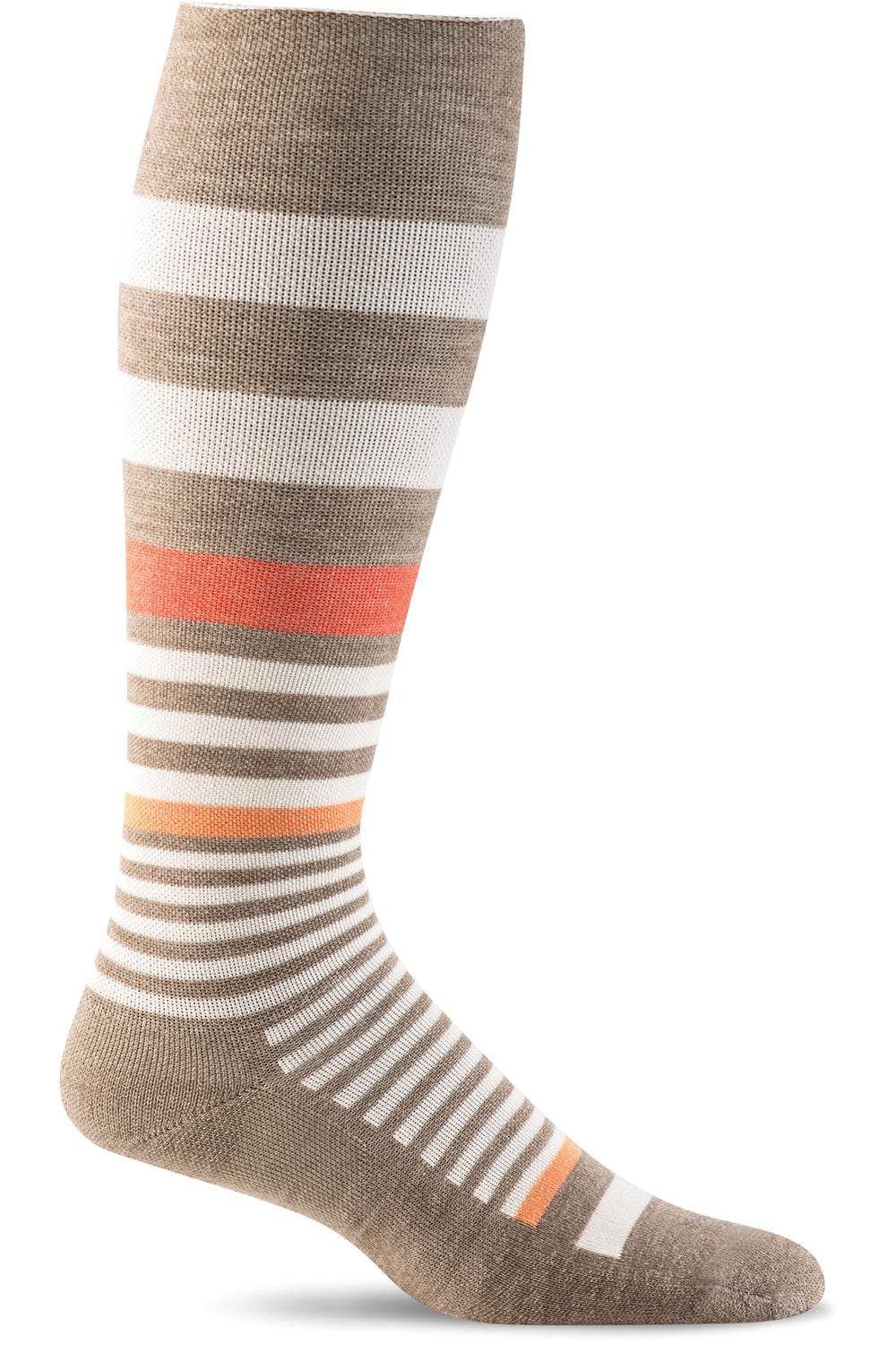 Sockwell Women's Orbital Stripe Sock in Khaki color from the side
