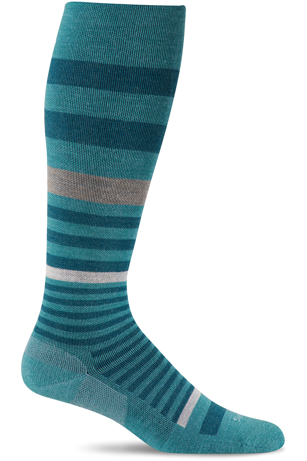 Sockwell Women's Orbital Stripe Sock in Mineral color from the side