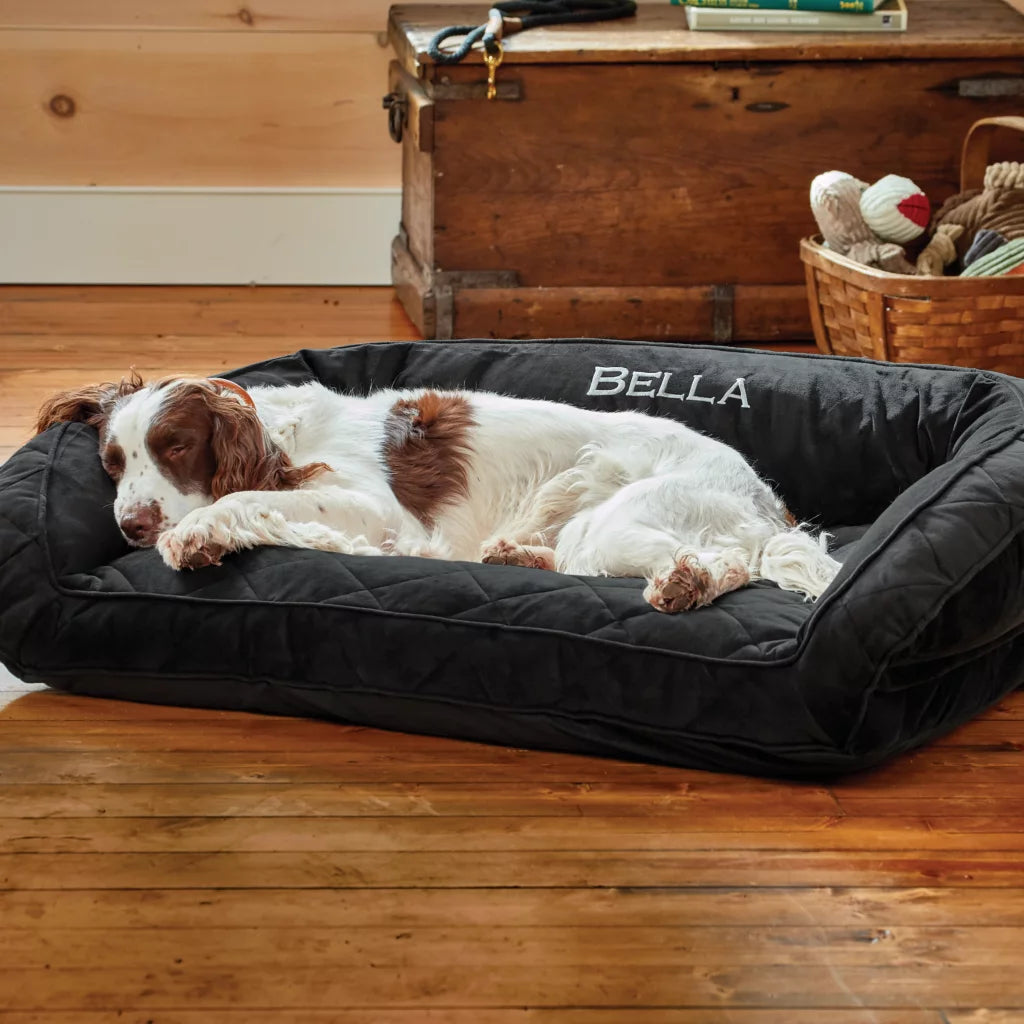 Orvis ComfortFill-Eco Bolster Dog Bed in Slate