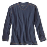 Orvis Men's Montana Morning High V-Neck Long-Sleeved T-Shirt in Navy