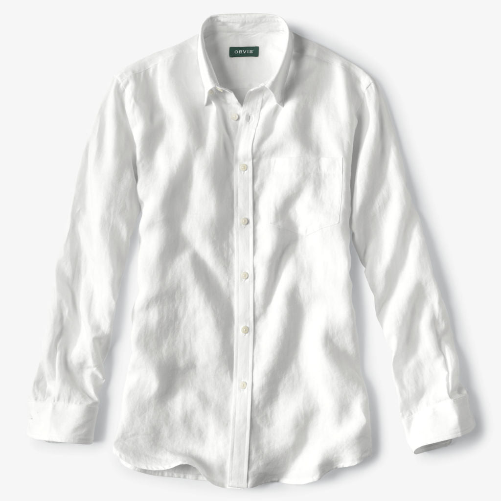 Orvis Men's Pure Linen Long-Sleeved Shirt in White