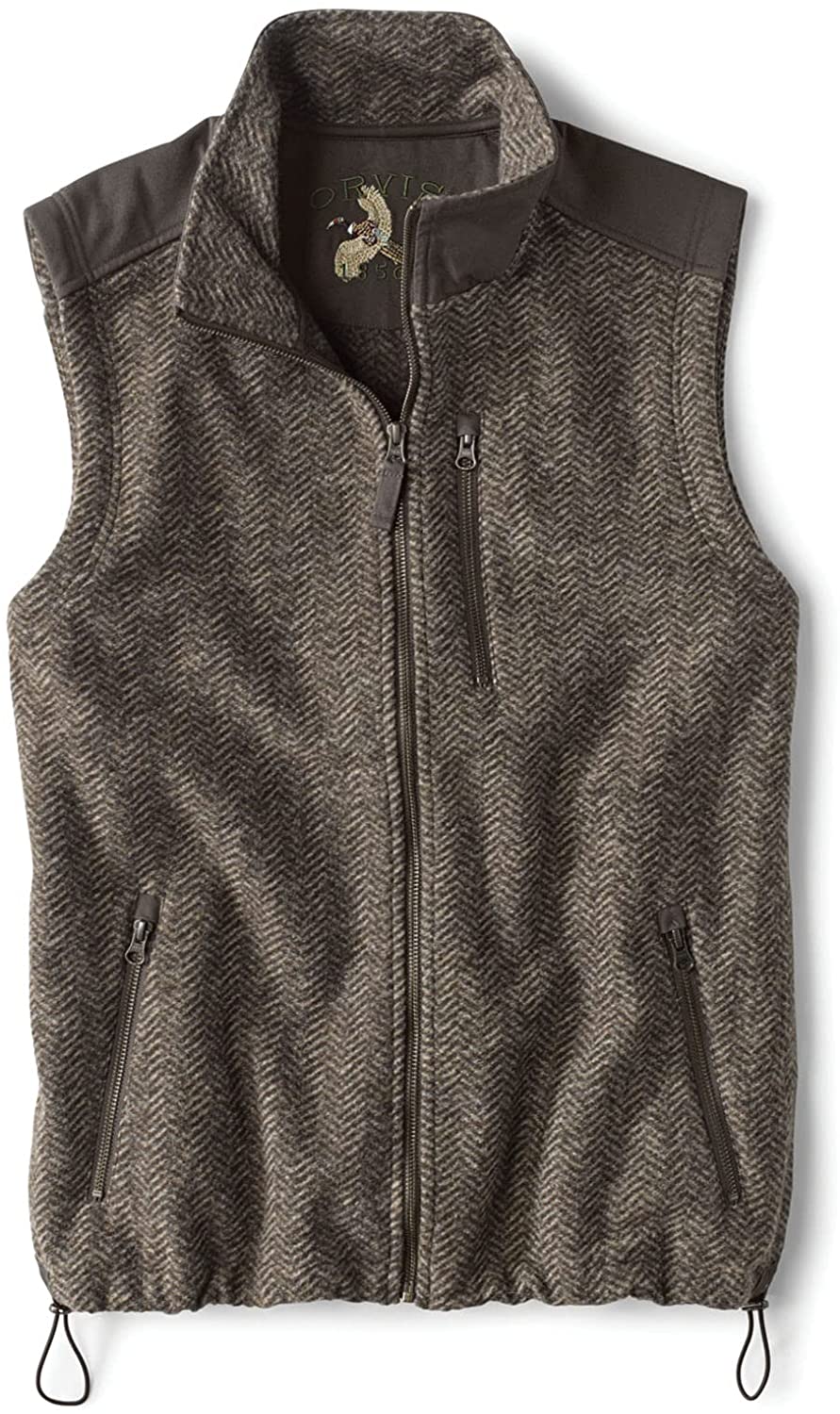 Orvis Men's Waxed Cotton Trimmed Fleece Vest in Herringbone