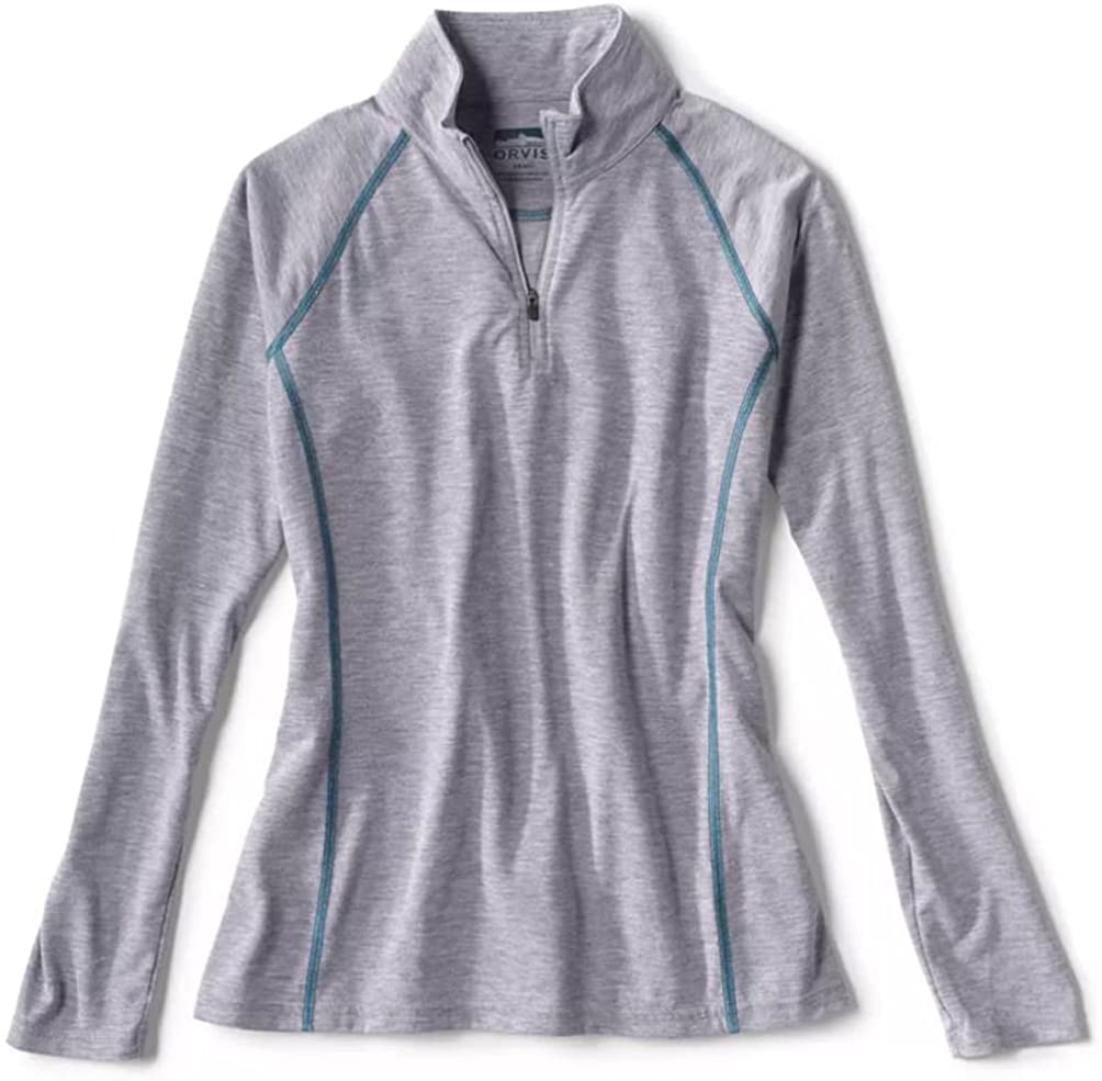 Orvis Women's Drirelease Long-Sleeved Quarter-Zip in Light Gray