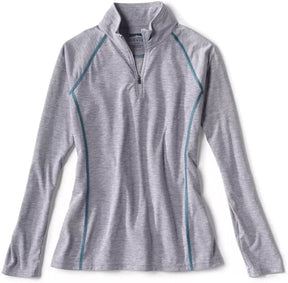 Orvis Women's Drirelease Long-Sleeved Quarter-Zip in Light Gray