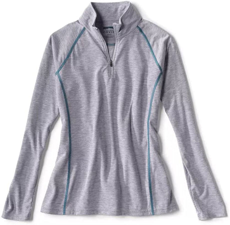 Orvis Women's Drirelease Long-Sleeved Quarter-Zip in Light Gray