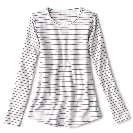 Orvis Women's Long-Sleeved Relaxed Perfect Tee in Navy/White