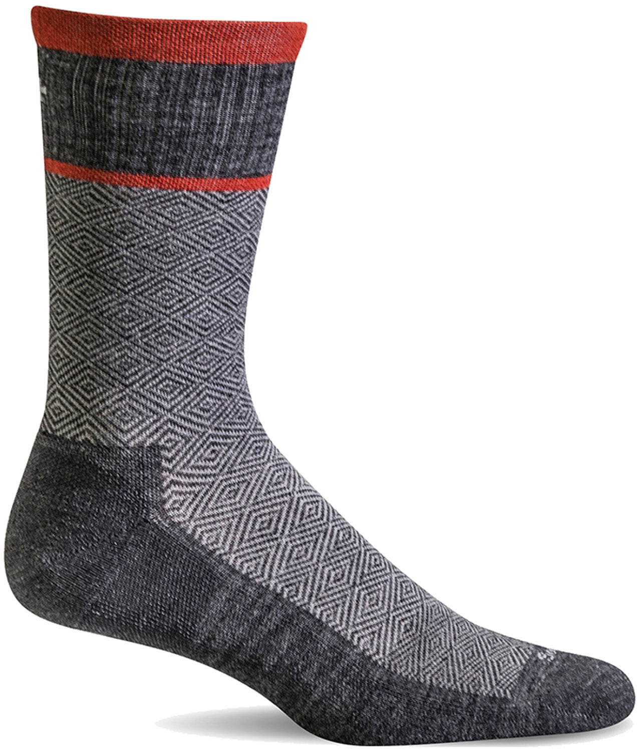 Sockwell Men's Plantar Cush Crew Sock in Charcoal color from the side