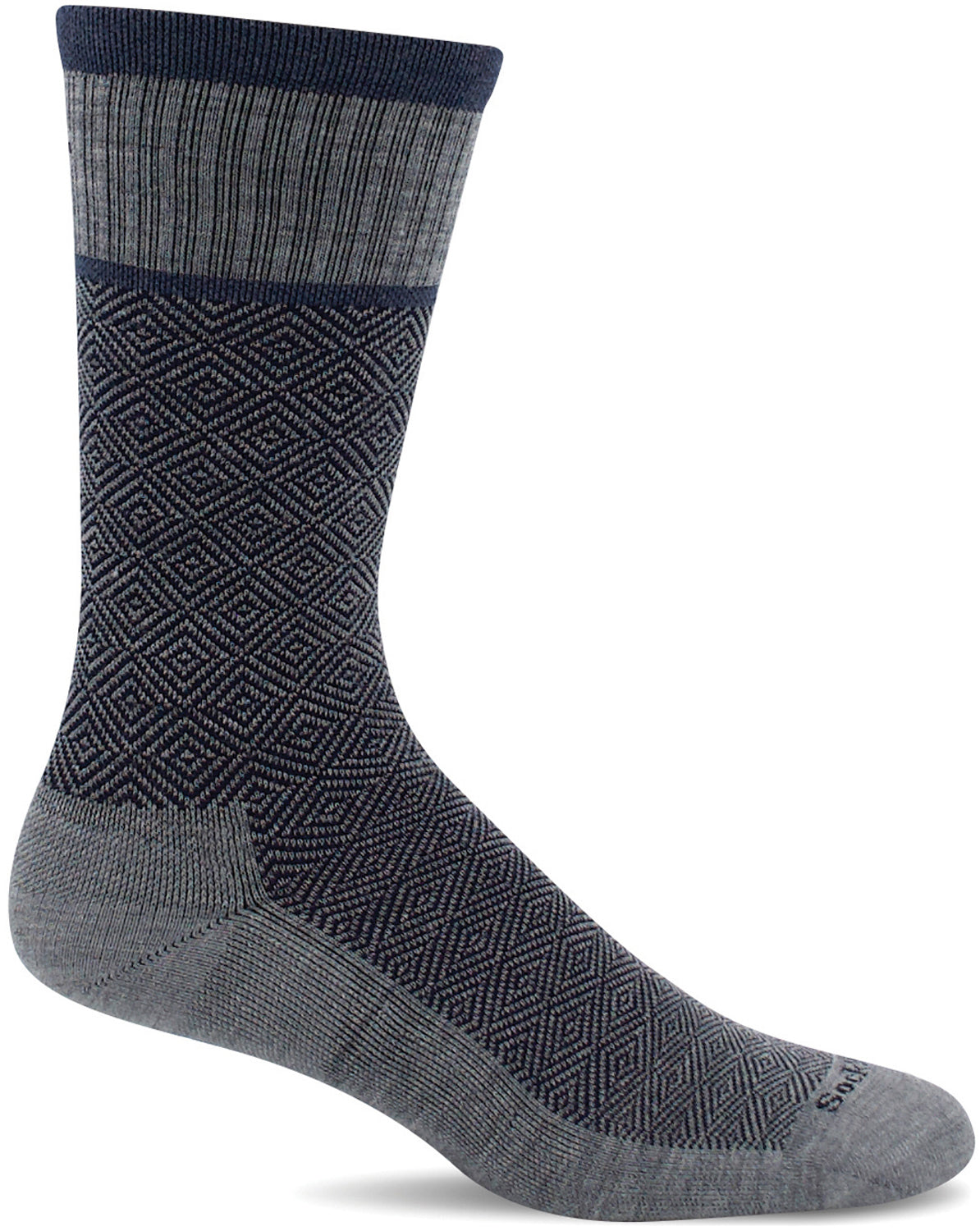Sockwell Men's Plantar Cush Crew Sock in Grey color from the side