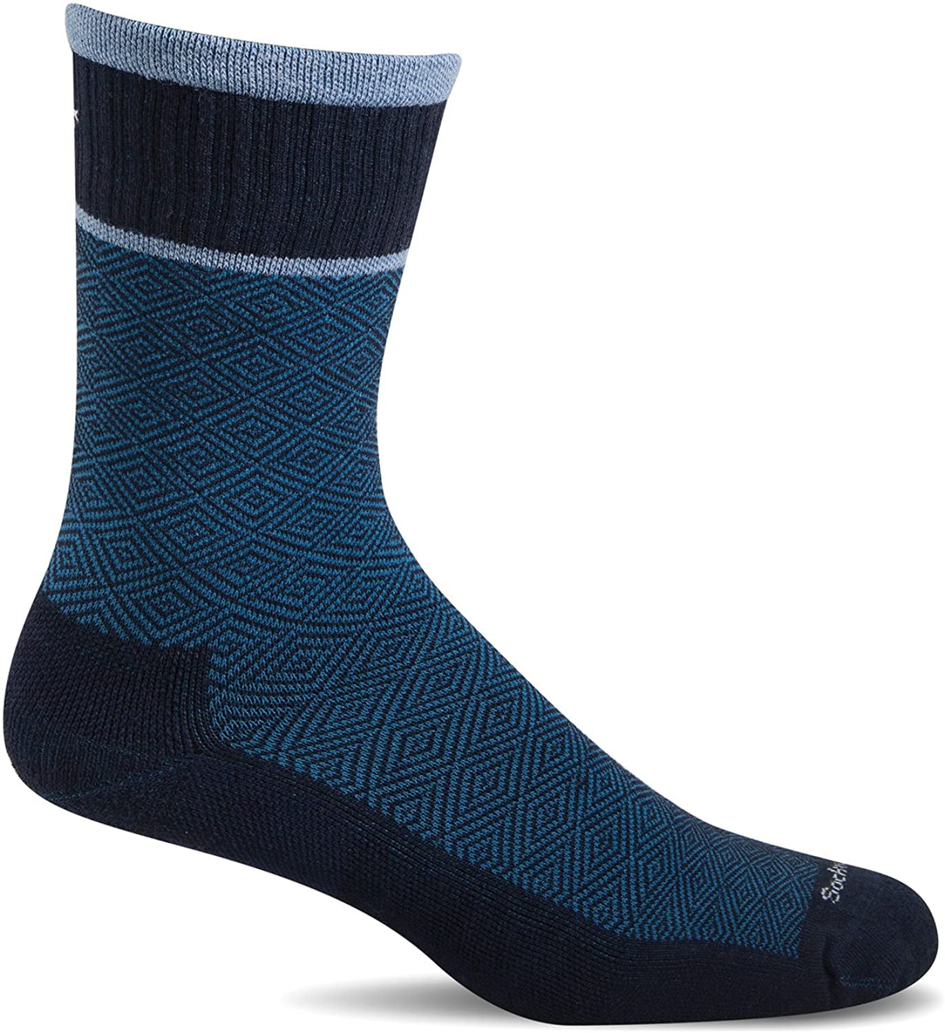 Sockwell Men's Plantar Cush Crew Sock in Navy color from the side