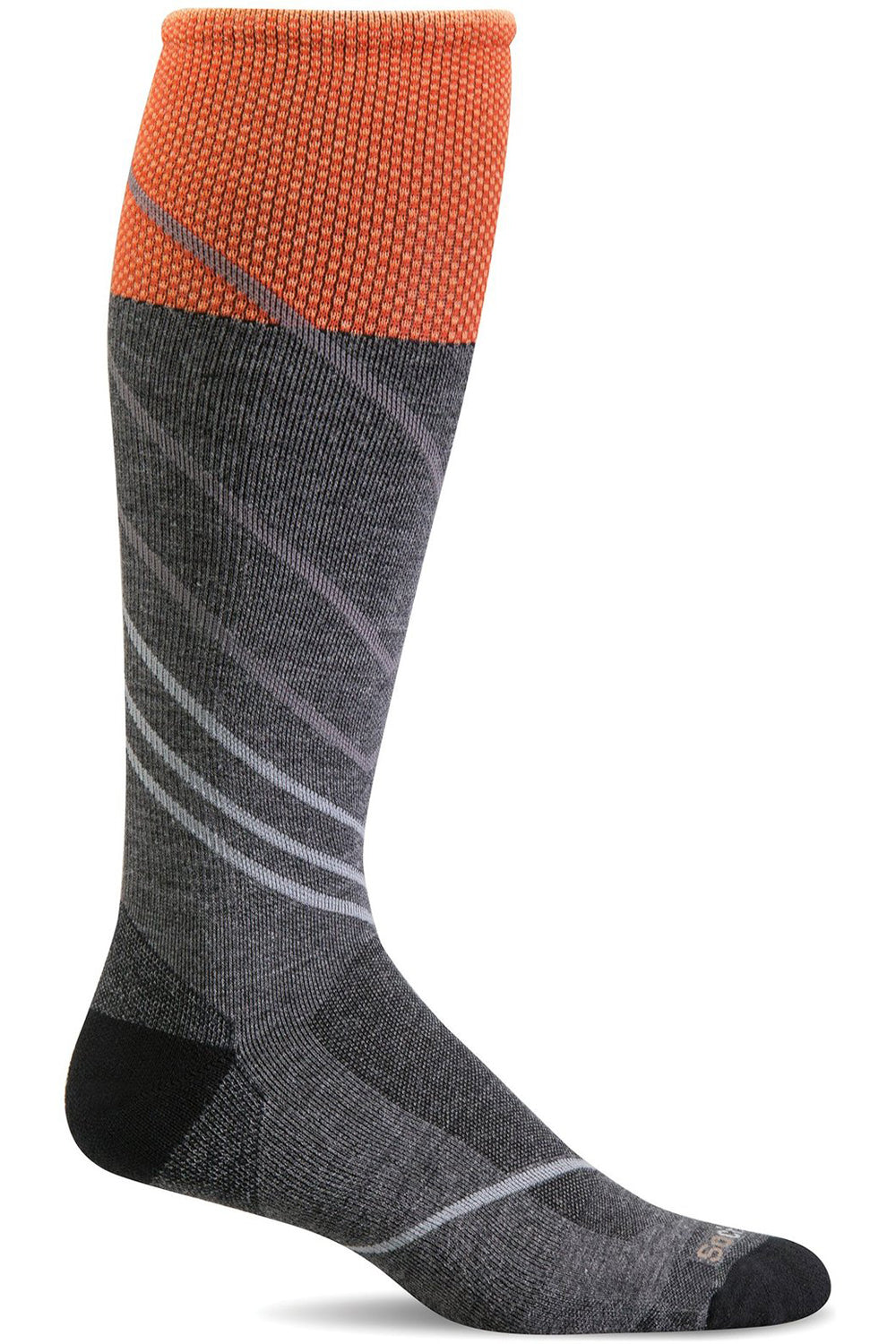 Sockwell Men's Pulse Sock in Deep Charcoal color from the side