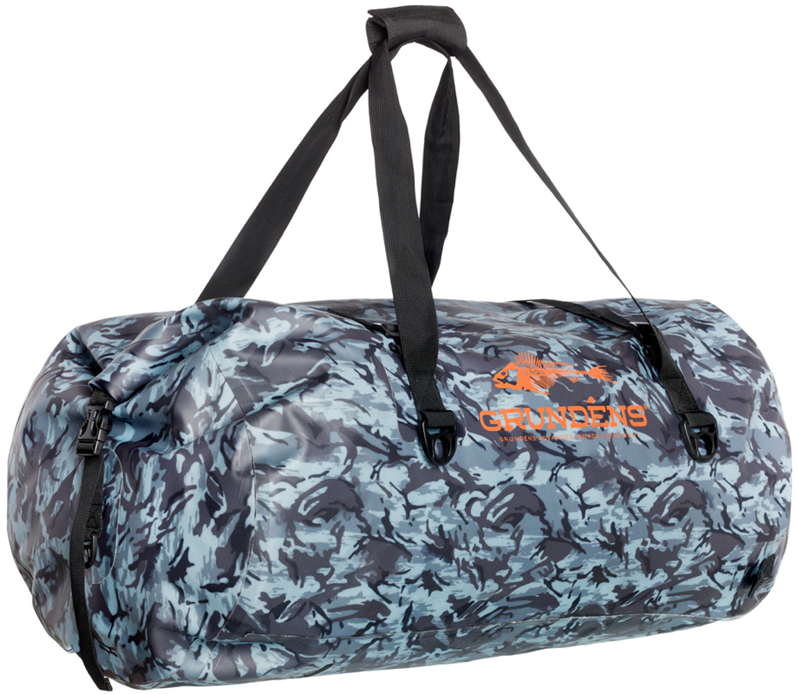 Shackelton 105L Duffel Bag in Refraction Camo Dark Slate color from the front view