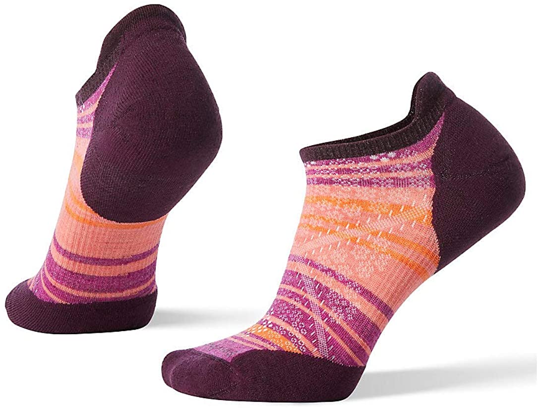 Smartwool Women's PhD Run Light Elite Striped Micro Socks in Bordeaux