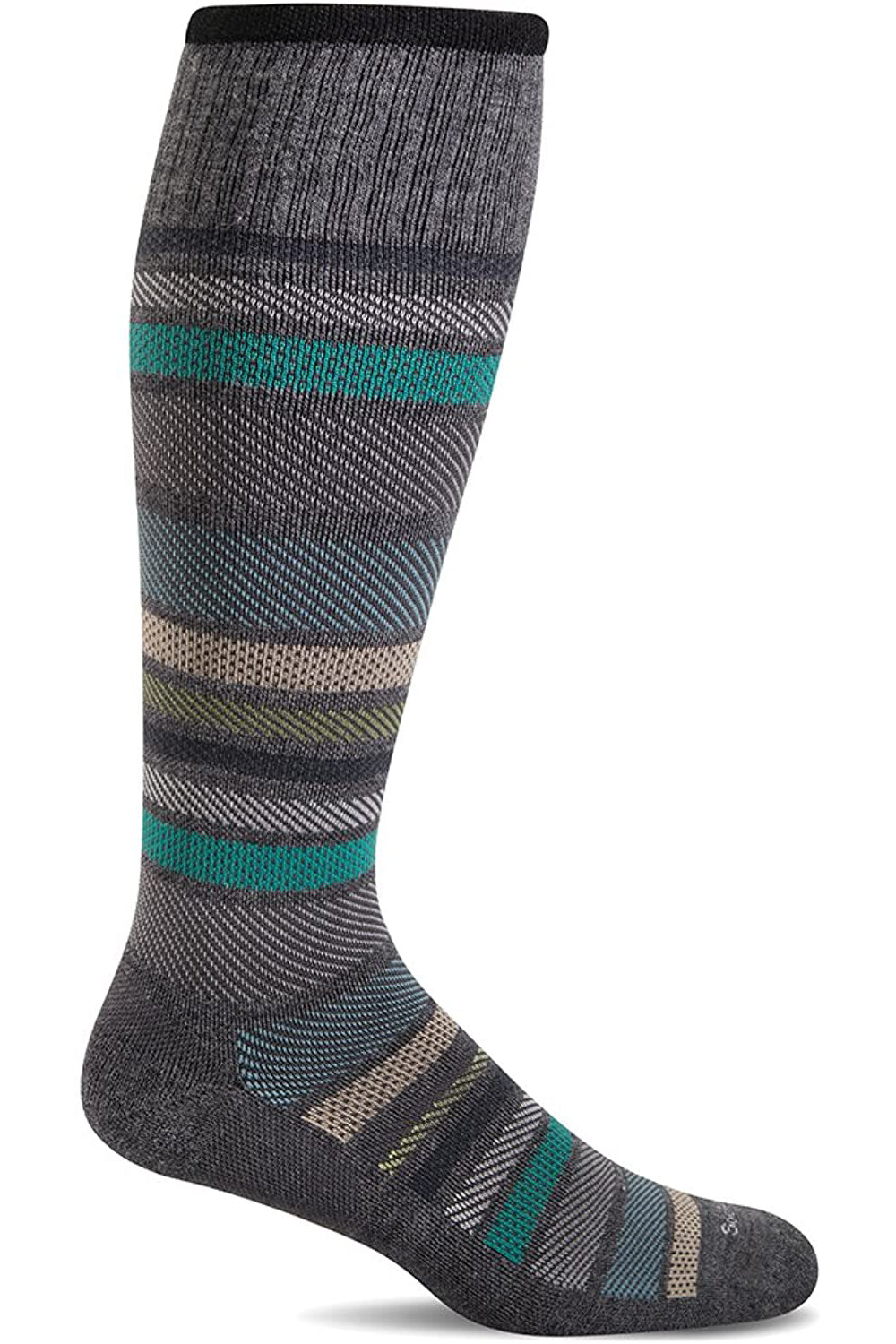 Sockwell Men's Twillful Compression Sock in Charcoal color from the side