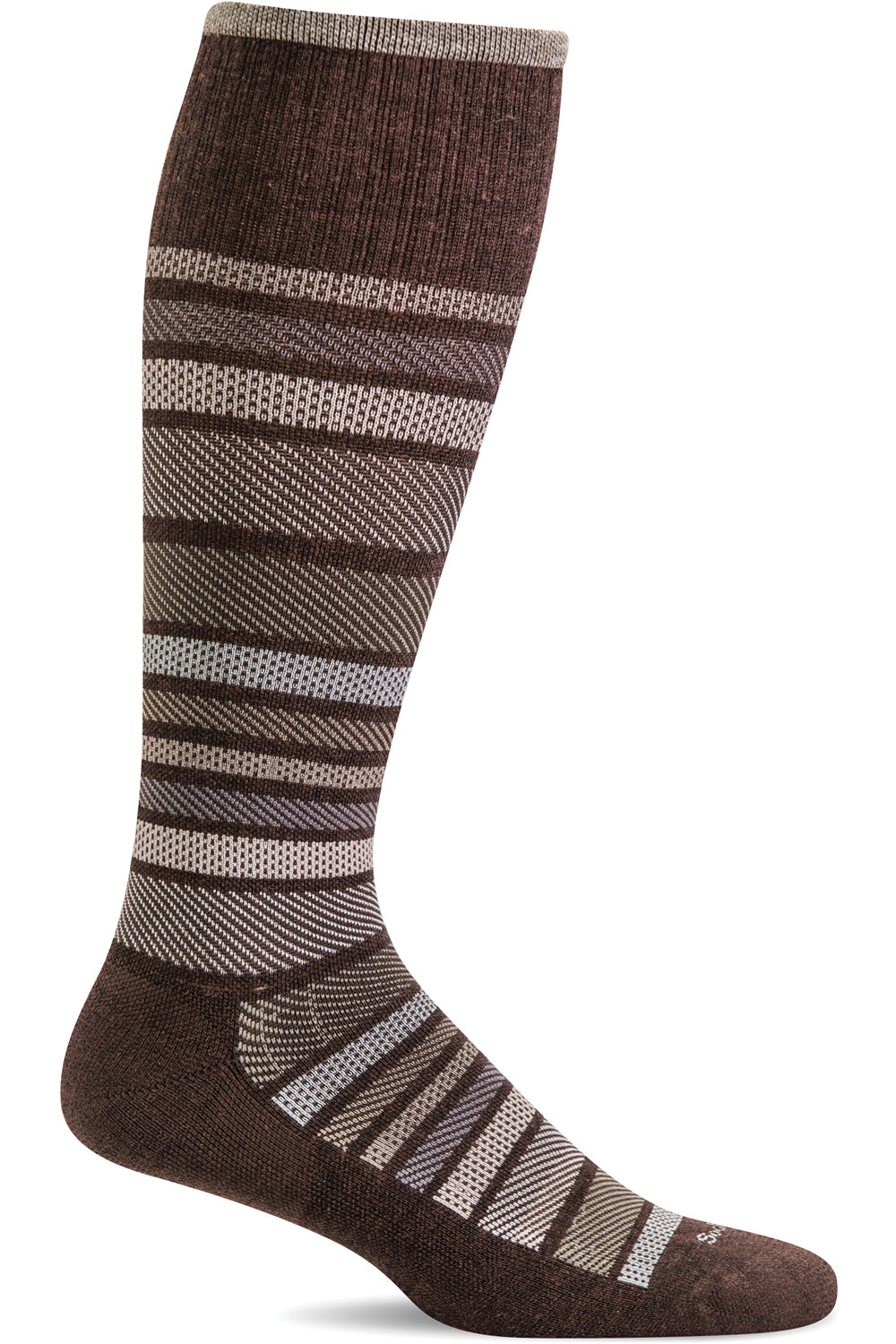 Sockwell Men's Twillful Compression Sock in Espresso color from the side