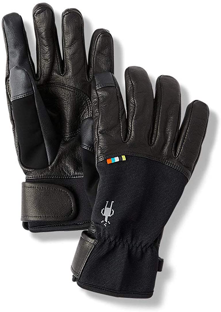 Unisex Smartwool Adjustable Merino Wool Spring Glove in Black from the front