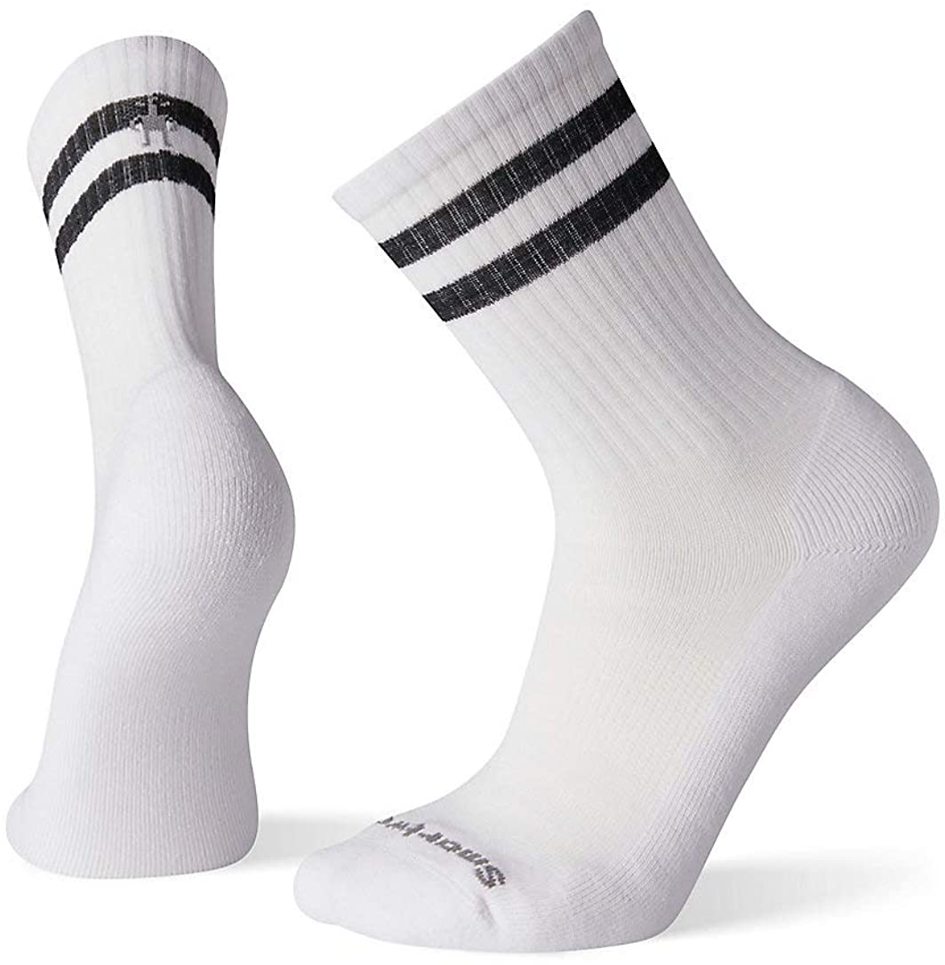 Unisex Smartwool Athletic Light Elite Stripe Crew in White-Black