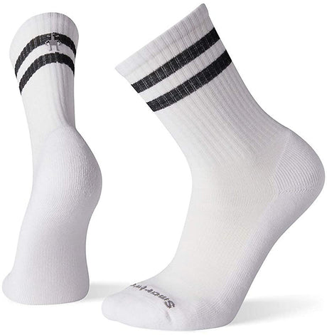Unisex Smartwool Athletic Light Elite Stripe Crew in White-Black