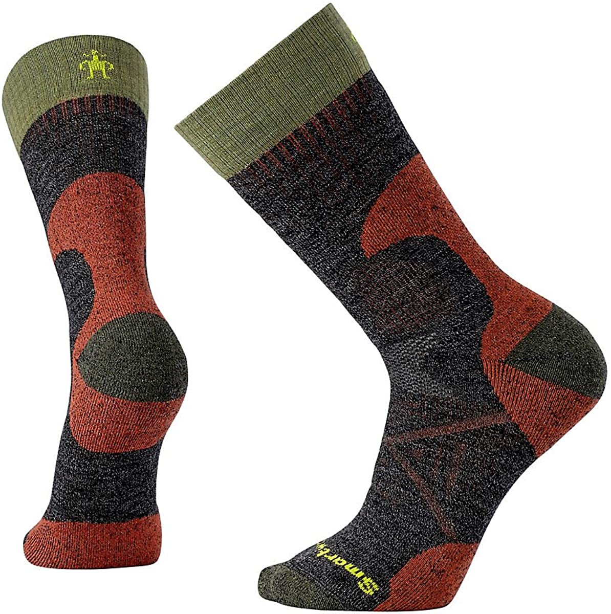 Unisex Smartwool PhD Hunting Medium Crew Socks in Black from the front view