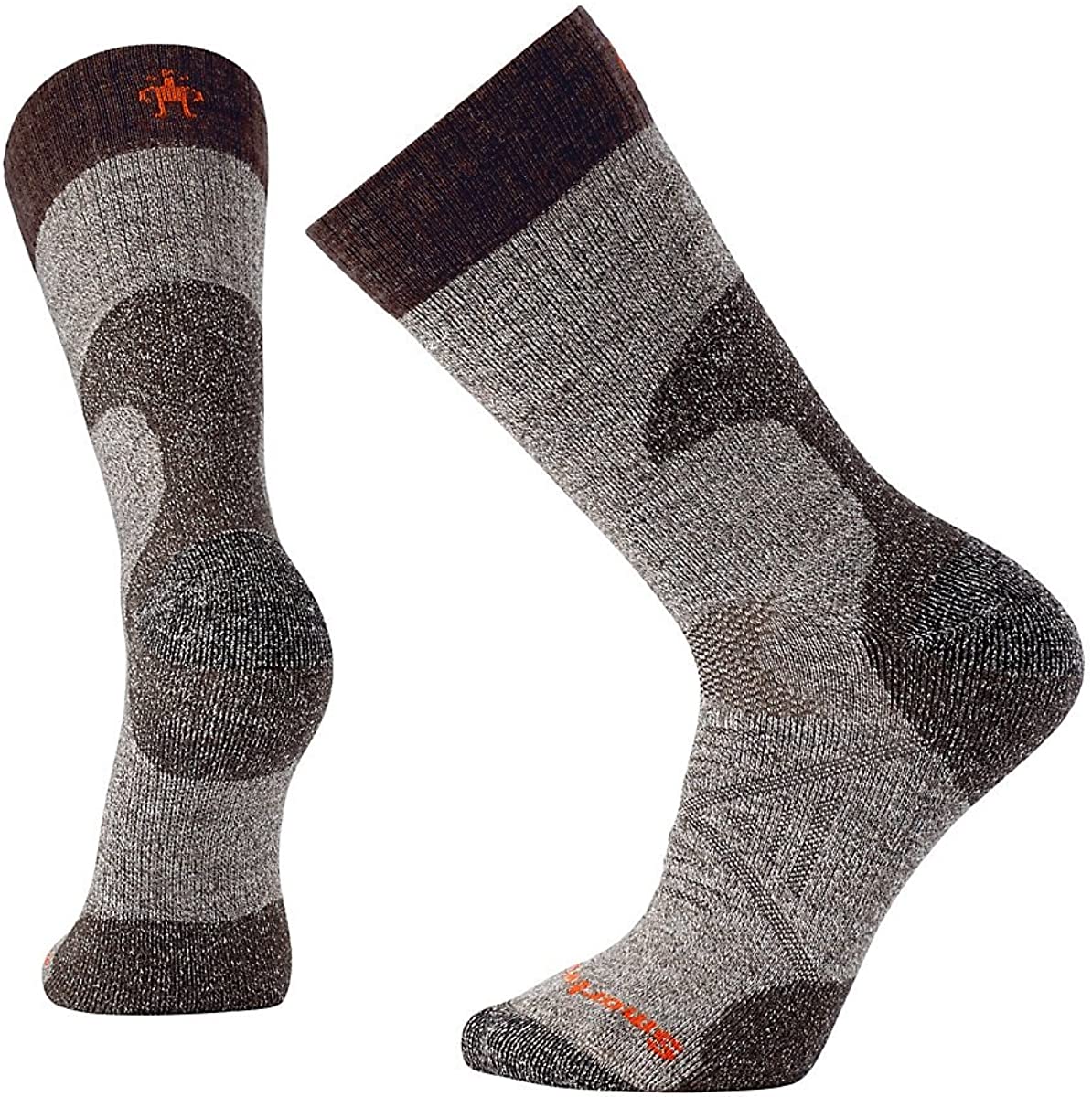 Unisex Smartwool PhD Hunting Medium Crew Socks in Taupe from the front view