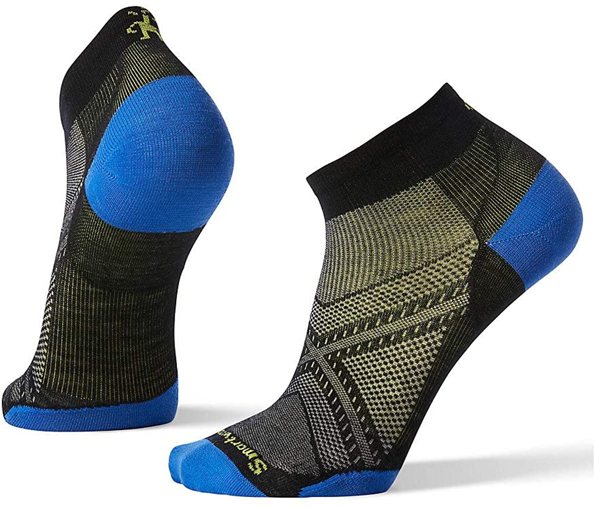 Unisex Smartwool PhD Run Ultra Light Low Cut Socks in Black from the front view