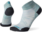 Unisex Smartwool PhD Run Ultra Light Low Cut Socks in Frosty Green from the front view
