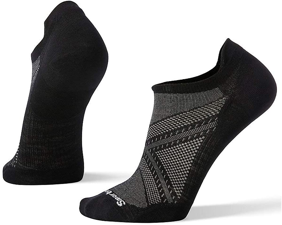 Unisex Smartwool PhD Run Ultra Light Micro Socks in Black from the front view