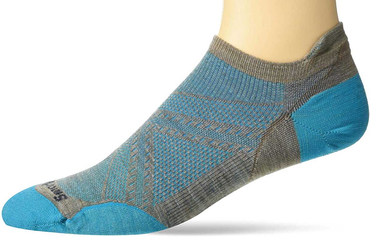 Unisex Smartwool PhD Run Ultra Light Micro Socks in Fossil from the front view
