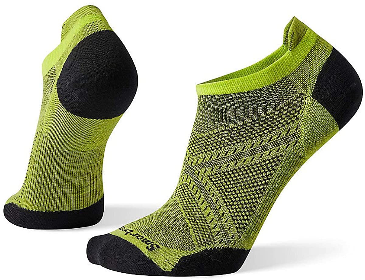 Unisex Smartwool PhD Run Ultra Light Micro Socks in Smartwool Green from the front view