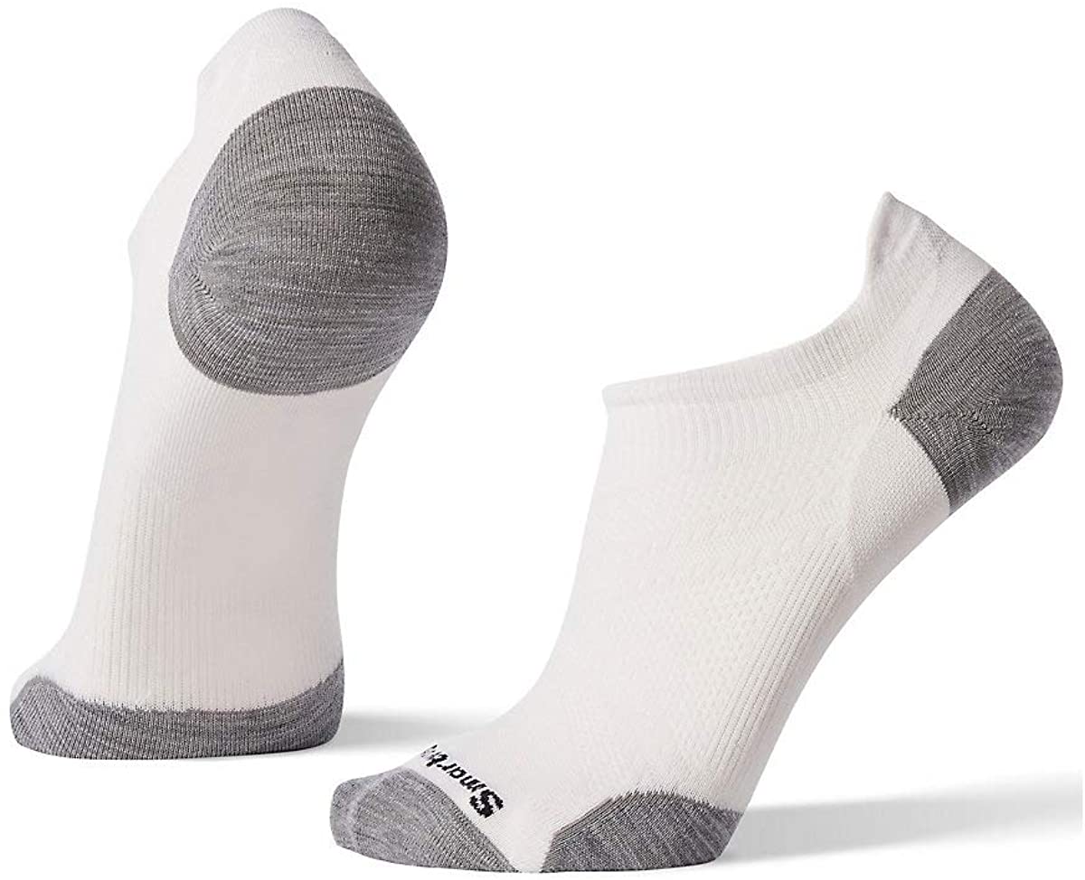 Unisex Smartwool PhD Run Ultra Light Micro Socks in White from the front view
