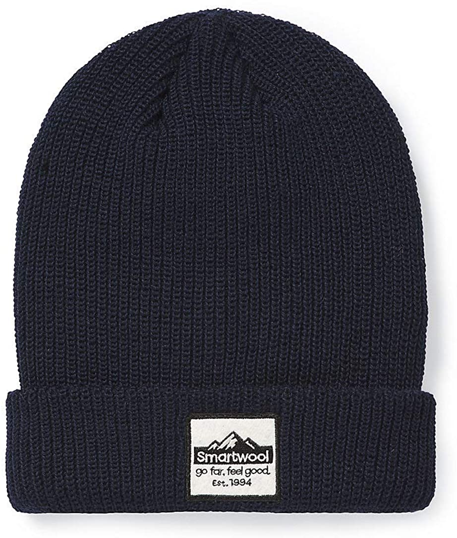 Unisex Smartwool Logo Beanie in Deep Navy from the front view