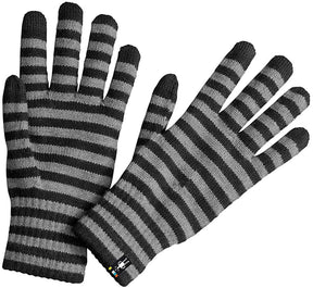 Unisex Smartwool Striped Liner Glove in Black from the front