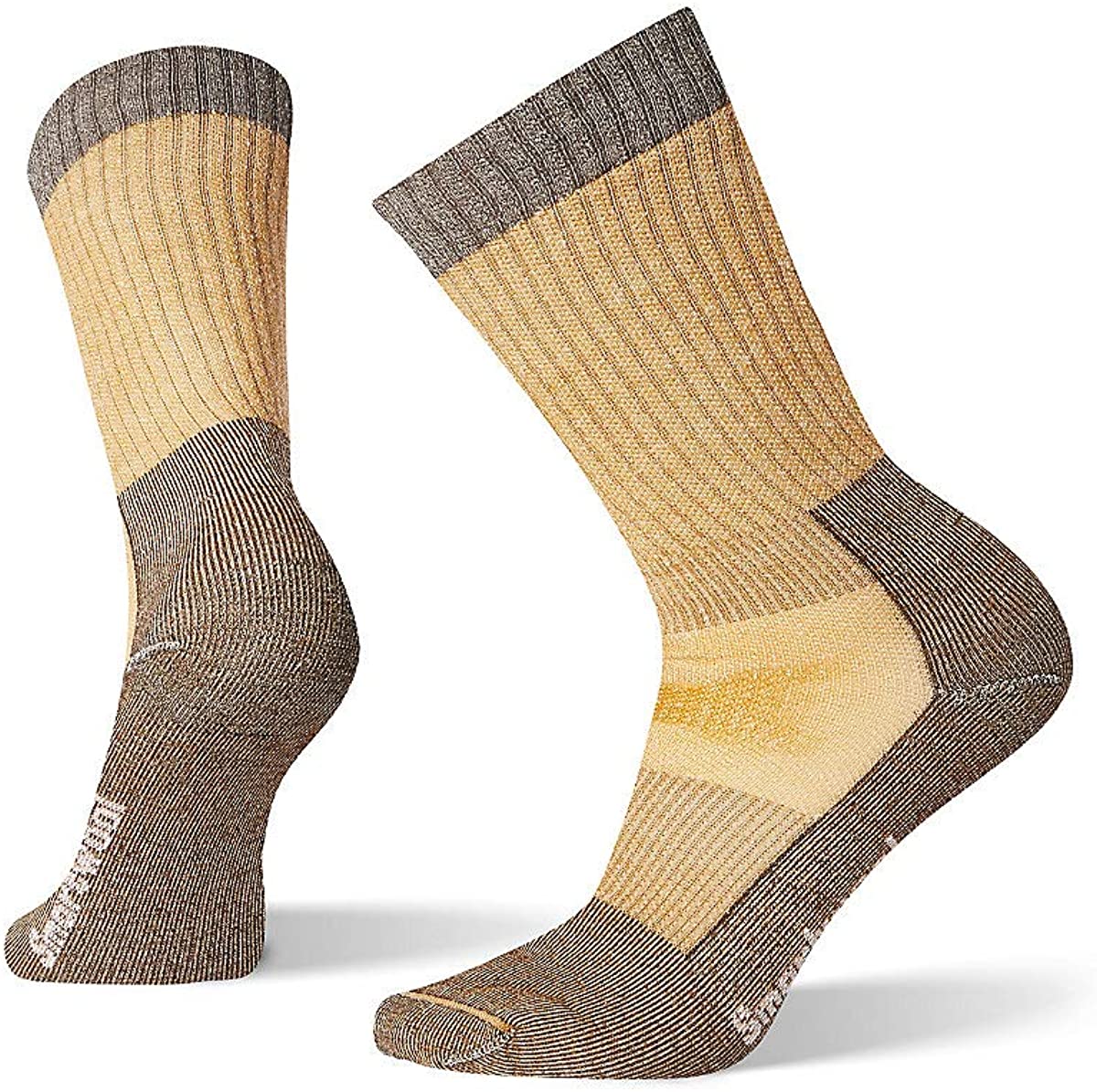 Unisex Smartwool Work Medium Crew Socks in Desert Sand from the front view